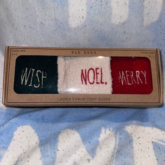 Rae Dunn Accessories - NIP Women’s Size 9-11 Rae Dunn 3-Pack Cozy Socks Christmas Theme